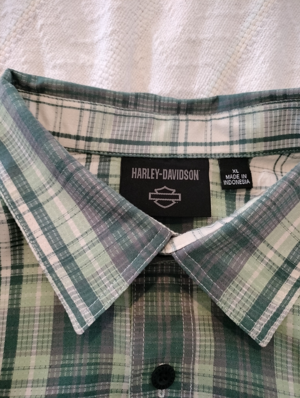 Harley-Davidson Men's XL Plaid Button-Down Shirt - Green/Grey Ripstop - Picture 13 of 13